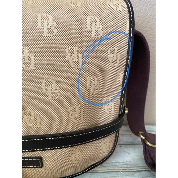 Vintage 1990s/Y2K Dooney & Bourke Small Logo Canvas Messenger Bag Made in USA - Picture 8 of 15